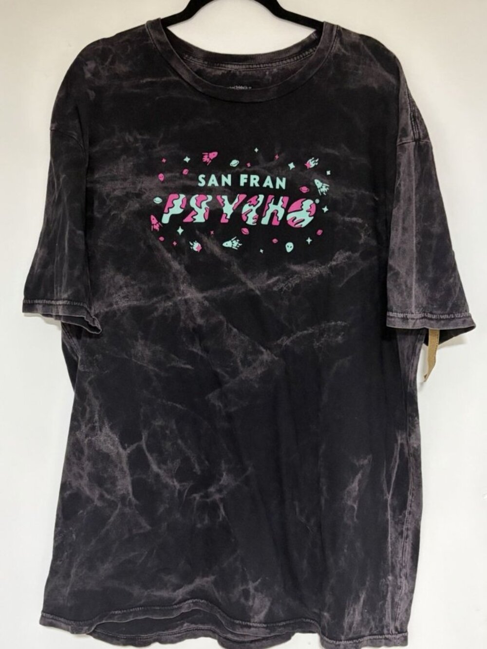 San Fran Psycho Tye Dye Vintage Wash Crew Neck Tee Shirt Size XXL NWT